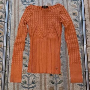 Guess Rust Orange Cable Knit Sweater